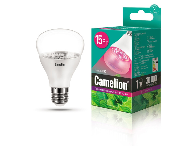 картинка Лампа LED для растений 15Вт E27  прозр. спектр для фотосинтеза Camelion !!! от магазина Электротехника