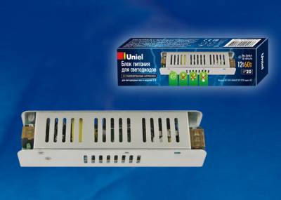 картинка Блок питания для свет. лент  60Вт 12V IP20, с защитой от к/з и перегрузок Uniel от магазина Электротехника