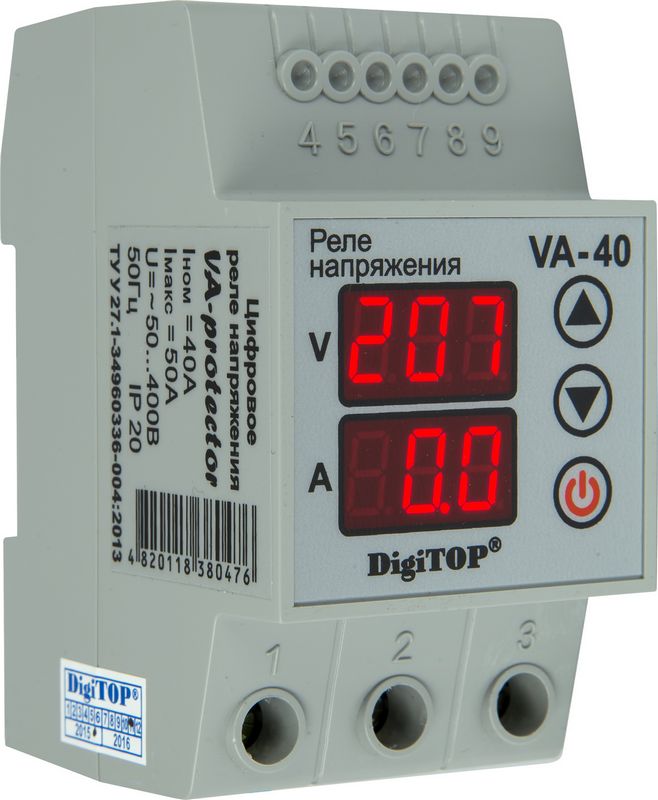 картинка Реле контроля 1-фаз. напряжения и тока VA-40 Digitop от магазина Электротехника