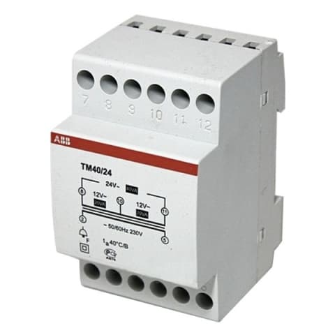 картинка Трансформатор модульный звонковый  220/24(12+12) 40VA (TM 40/24) ABB от магазина Электротехника