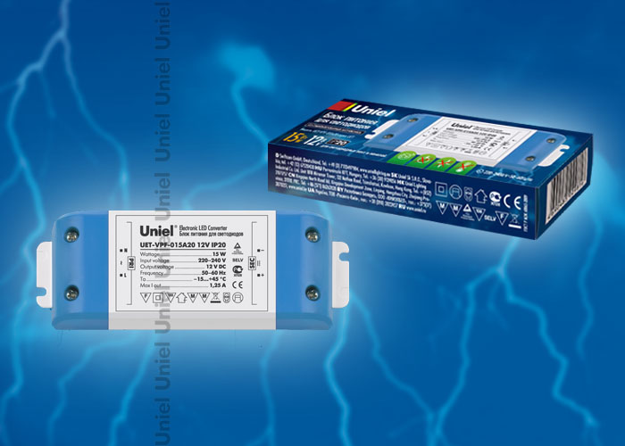 картинка Блок питания для свет. лент  15Вт 12V IP20, с защитой от к/з и перегрузок Uniel от магазина Электротехника