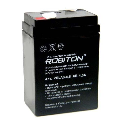 картинка Аккумулятор 06V 4,5Ah 70х47х101 Robiton от магазина Электротехника