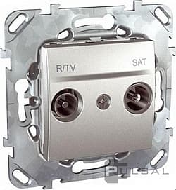 картинка Розетка TV 2-ная конечная,спутниковая (SAT), радио(R)цвет - алюминий  UNICAtop от магазина Электротехника