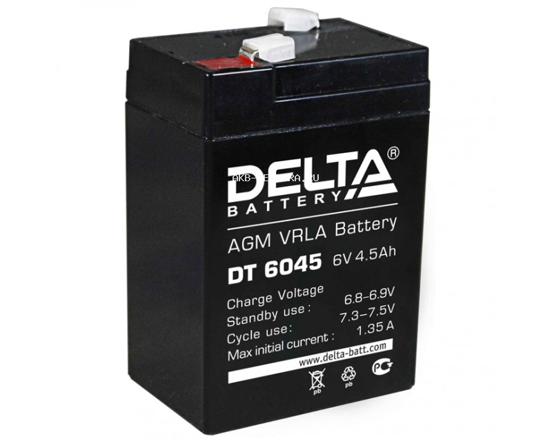 картинка Аккумулятор 06V 4,5Ah 70х47х107 Delta от магазина Электротехника