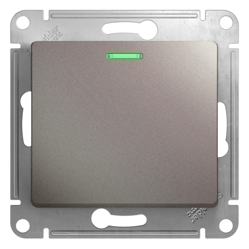 картинка Выключатель 1-кл. 10А СУ с подсветкой механизм платина Glossa от магазина Электротехника
