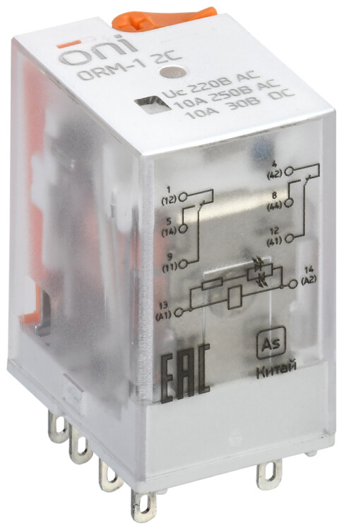 картинка Реле интерфейсное ORM-1 2C 220B AC (с LED и тестовой кнопкой) ONI IEK от магазина Электротехника