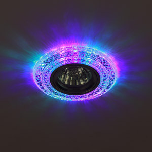картинка Светильник MR-16 GU5.3  50Вт с подсветкой12V/220V прозр. мультиколор ЭРА !!! от магазина Электротехника