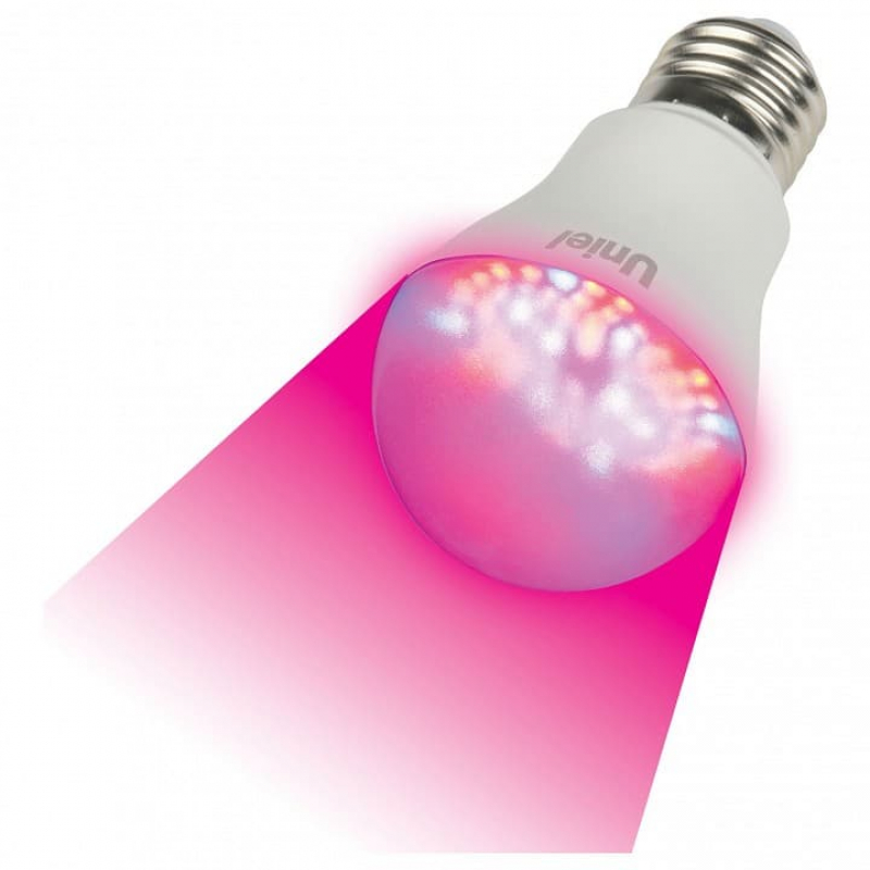 картинка Лампа LED для растений  9Вт E27 А60 прозрачная 110х60 IP20 для фотосинтеза Uniel от магазина Электротехника