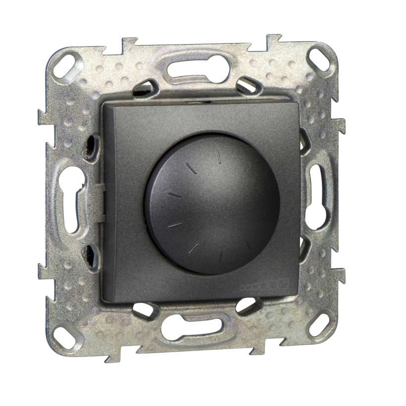картинка Светорегулятор (диммер) поворотно-нажимной 4-400 Вт/ВА графит от магазина Электротехника