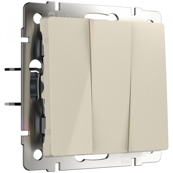 картинка Выключатель 3-кл. 10А СУ механизм слоновая кость Werkel от магазина Электротехника