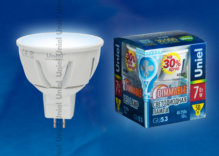 картинка Лампа LED GU5.3  7 Вт (700lm) 4200К диммир. Uniel от магазина Электротехника