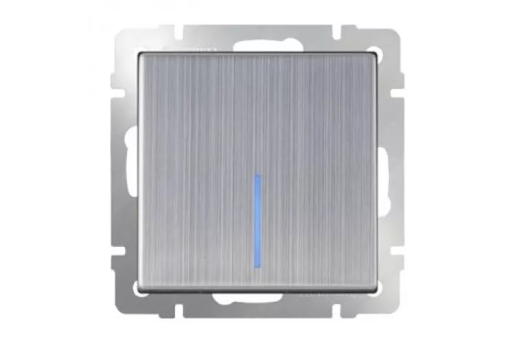 картинка Выключатель 1-кл. 10А СУ с подсветкой серебряный Werkel от магазина Электротехника