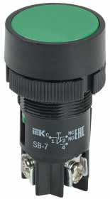 картинка Кнопка SB-7 d22мм "Пуск" зеленая 240В 1з+1р GENERICA от магазина Электротехника