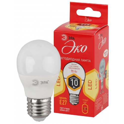 картинка Лампа LED 10Вт E27 (800lm) 2700К 230В "шар" ЭРА от магазина Электротехника
