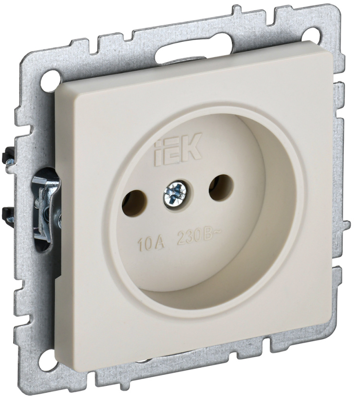 картинка Розетка 1-я 2P 10А СУ механизм бежевый BRITE IEK от магазина Электротехника