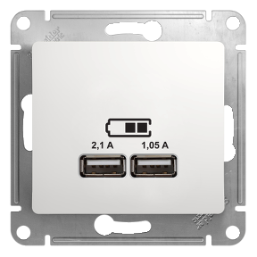 картинка Розетка 2-я USB СУ механизм белый Glossa от магазина Электротехника