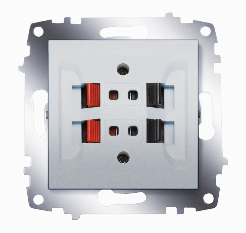 картинка Розетка аудио 2-ая  алюминий(кр упак 12шт) Cosmo от магазина Электротехника