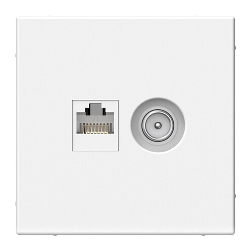 картинка Розетка 2-я TV+RJ45 cat.5e СУ механизм белый ArtGallery от магазина Электротехника