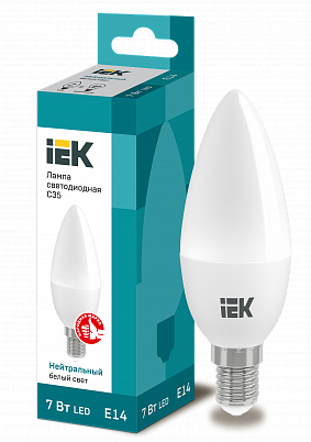 картинка Лампа LED  7 Вт Е14 (630lm) 4000К "свеча" С35 IEK от магазина Электротехника