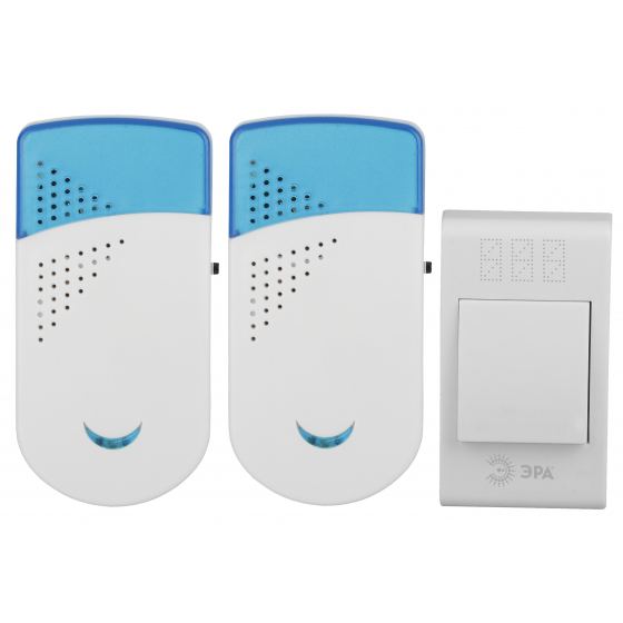 картинка Звонок беспроводной 32 мелодии 100м.TWIN-R (бел.-синий) ЭРА  от магазина Электротехника