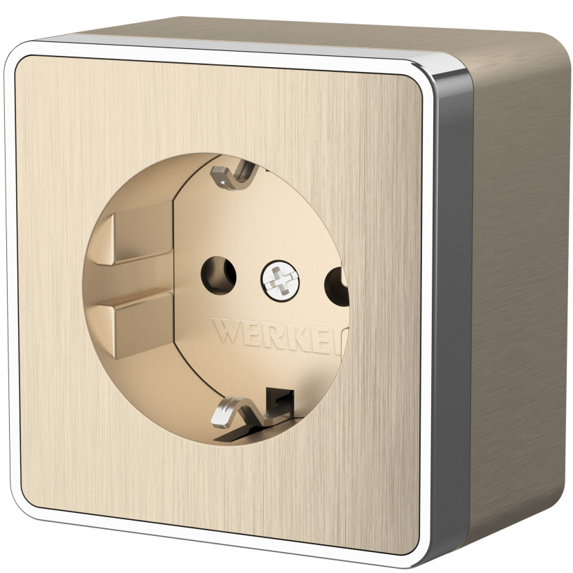 картинка Розетка 1-я. 16А ОУ  с заземлением шампань рифленый Gallant Werkel  от магазина Электротехника