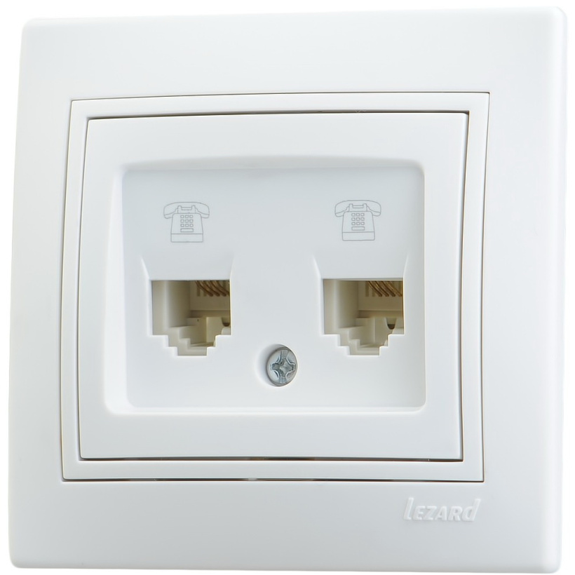 картинка Розетка 2-я RJ11 СУ в сборе белый Mira Lezard !!! от магазина Электротехника