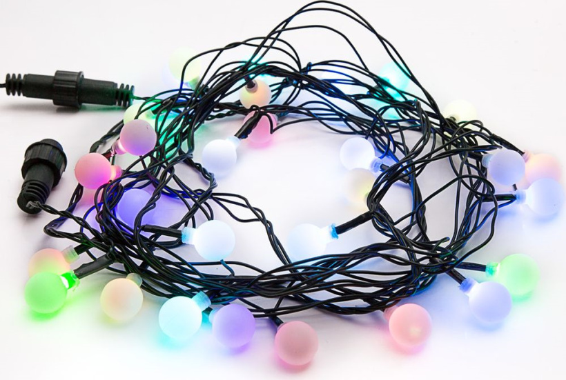 картинка Гирлянда "МУЛЬТИШАРИКИ" D30мм 5м, темно-зеленый ПВХ 25 диодов RGB Neon-Night !!! от магазина Электротехника