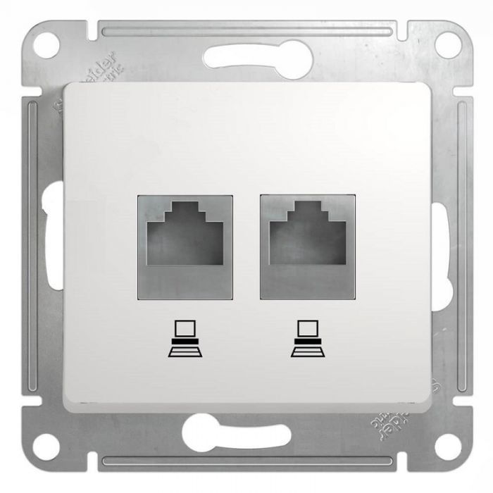 картинка Розетка 2-я RJ45 Cat.5e СУ механизм белый Glossa от магазина Электротехника