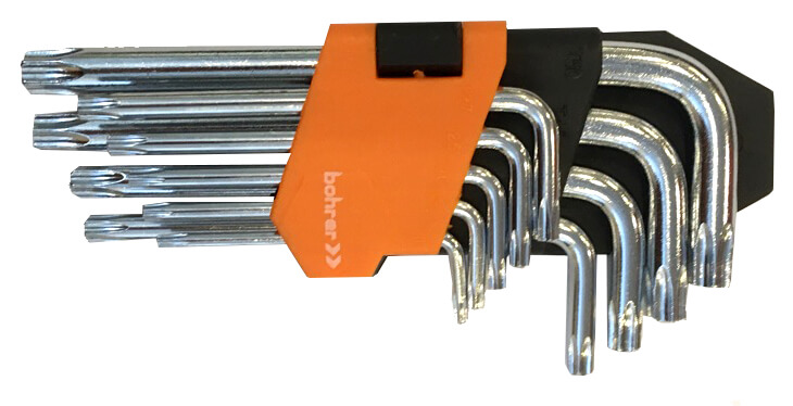 картинка Набор шестигранников 9шт удлиненные, шаровые (Torx-Torx) звёздочка CrV Bohrer от магазина Электротехника