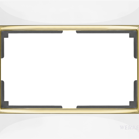 картинка Рамка для двойной розетки белая с золотой.вставкой Snabb от магазина Электротехника