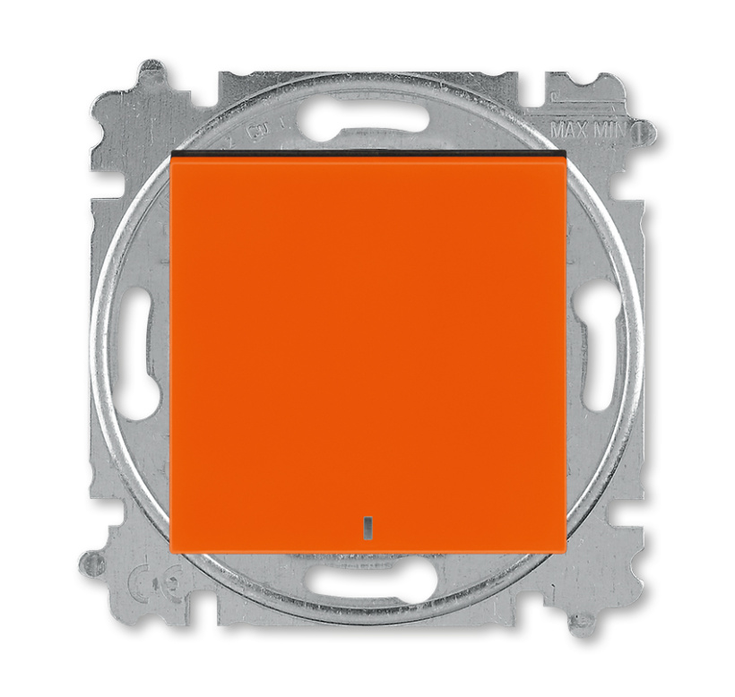 картинка Переключатель 1-кл. 10А СУ с ориентационной подсветкой механизм оранжевый/дымчатый чёрный LEVIT от магазина Электротехника