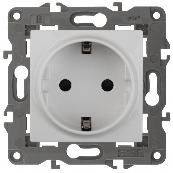 картинка Розетка 1-я 2P+E 16А-250В авт. клем. белая Elegance ЭРА  от магазина Электротехника