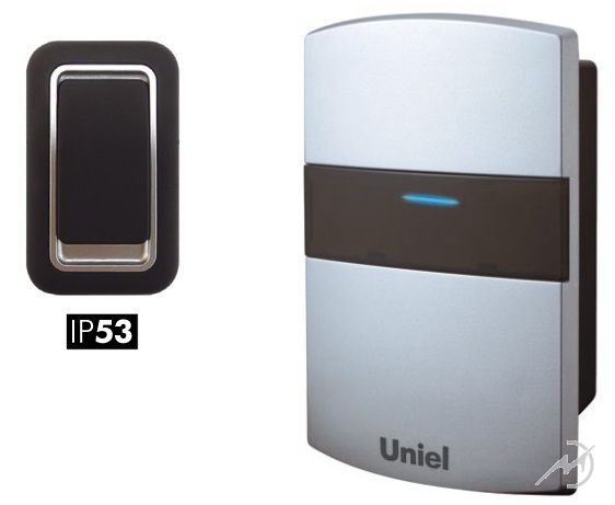 картинка Звонок проводной (электронный) 32 мелод. 3 уровня громк. серебро Uniel от магазина Электротехника