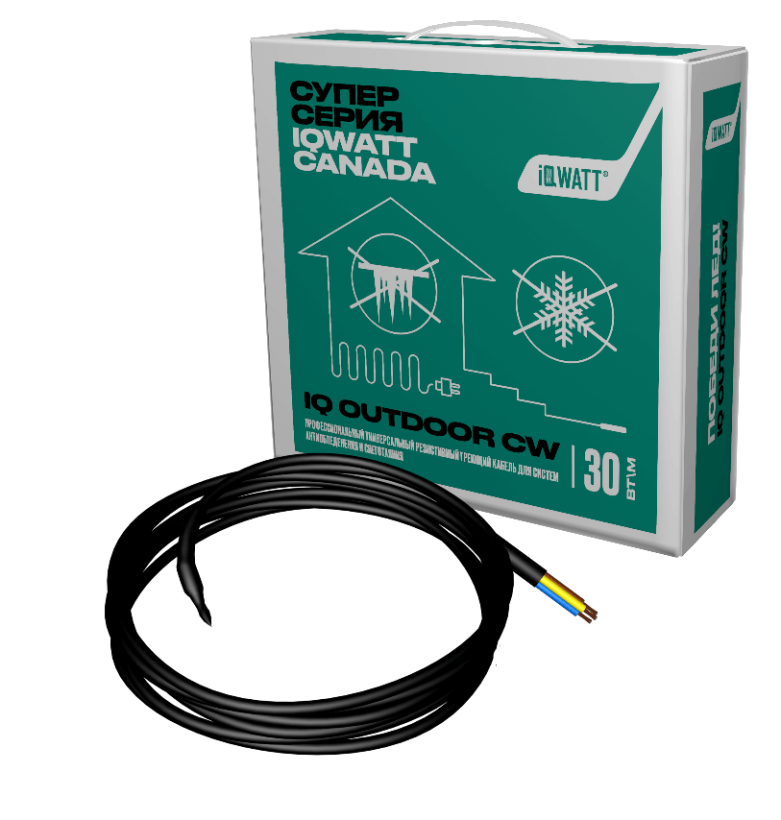 картинка Греющий кабель IQ OUTDOOR CW (30),   90м (2700Вт) от магазина Электротехника