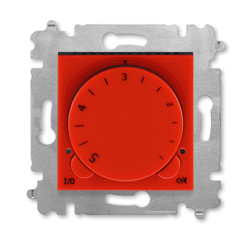 картинка Терморегулятор с поворотной ручкой 16А красный/дымчатый чёрный LEVIT от магазина Электротехника