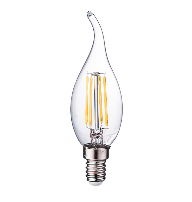 картинка Лампа LED  7Вт Е14 (600lm) 6500К нитевидная прозрачная "свеча на ветру" Фарлайт от магазина Электротехника