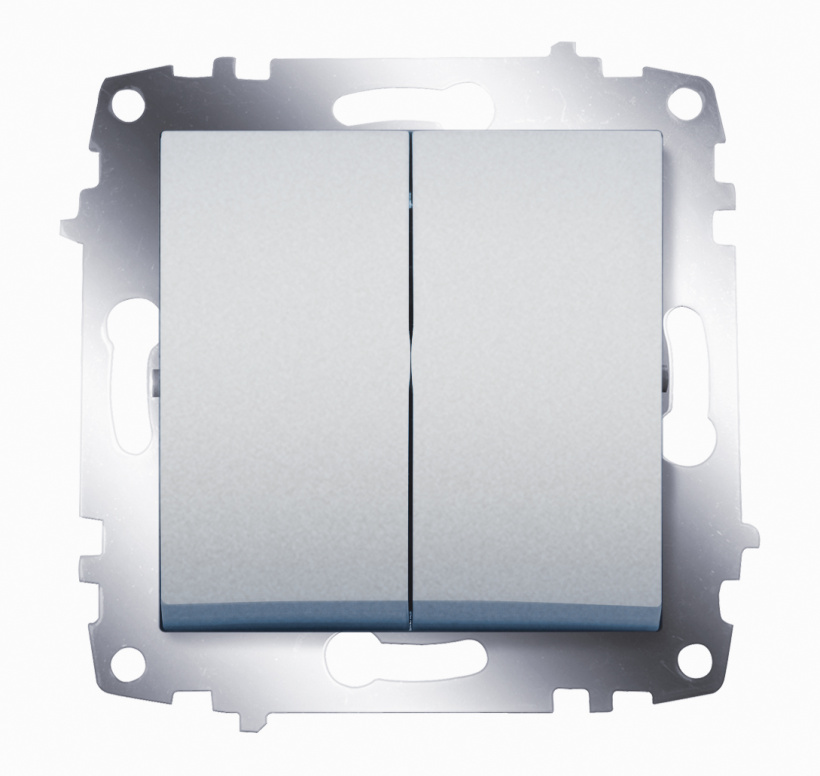 картинка Выключатель 2-кл. Алюминий Cosmo от магазина Электротехника