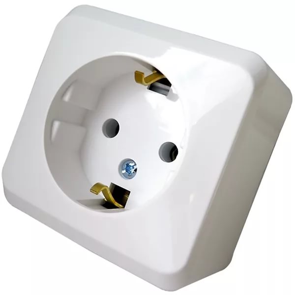 картинка Розетка 1-я 2P+E 16А ОУ в сборе белый (уп = 17шт)  ЭТЮД от магазина Электротехника