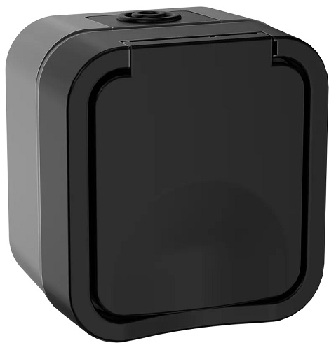 картинка Розетка 1-я 2Р+Е 16А с крышкой IP55 TS120 графит TORS IEK от магазина Электротехника