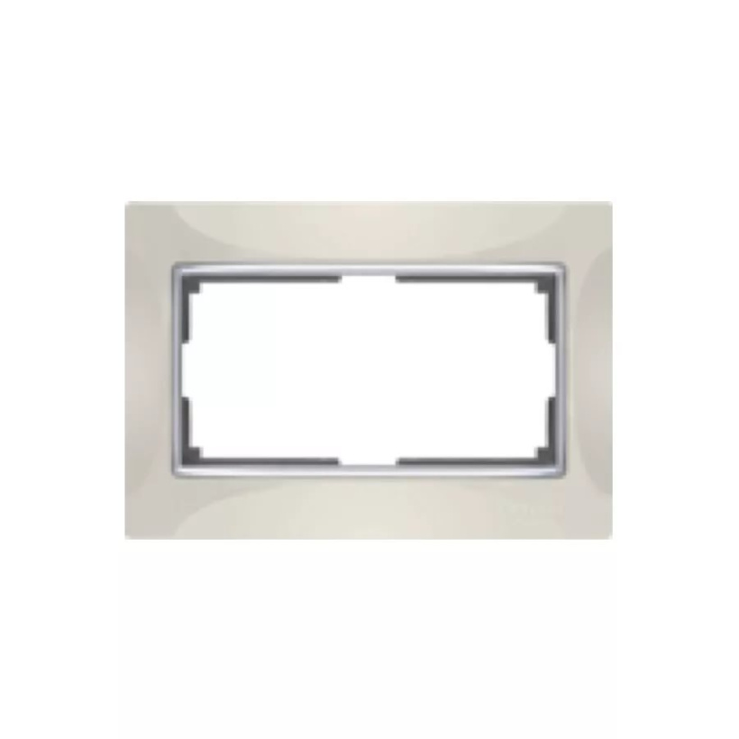 картинка Рамка для 2-ой розетки белая с хром.вставкой Snabb от магазина Электротехника
