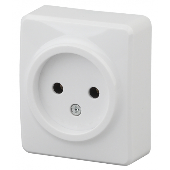 картинка Розетка 1-я 2P 16А-250В О/У белая, Эксперт ЭРА от магазина Электротехника