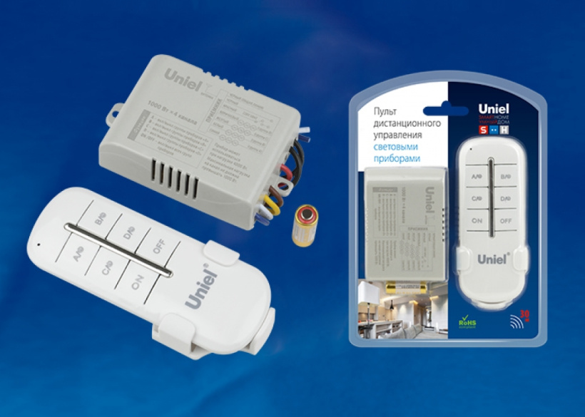 картинка Пульт дист. управления освещением 4х1000Вт 4 канала радиус 30м Uniel от магазина Электротехника