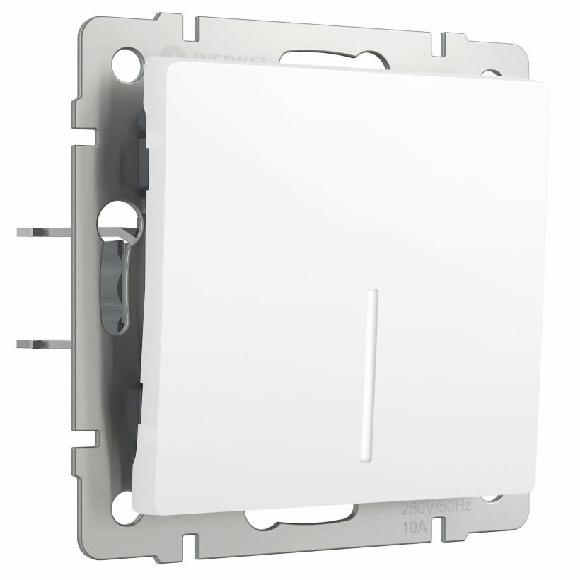 картинка Выключатель 1-кл. 10А СУ с подсветкой механизм белый матовый Werkel от магазина Электротехника