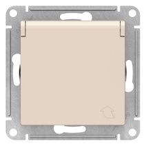 картинка Розетка 1-я 2P+E 16А СУ шторки, крышка механизм бежевый  ATLAS DESIGN от магазина Электротехника