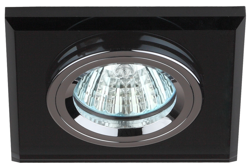 картинка Светильник MR-16 50Вт 12V/220V квадрат, стекло хром/черный ЭРА от магазина Электротехника