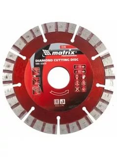 картинка Диск отрезной алмазный Turbo,сух.резание  по камню D=115х22,2мм MATRIX от магазина Электротехника