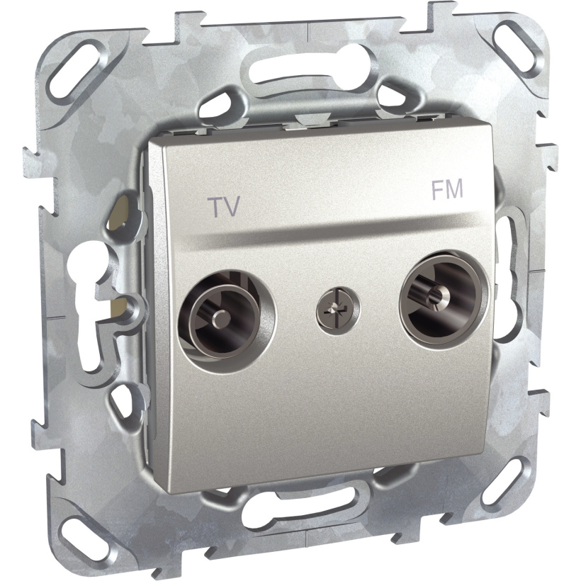 картинка Розетка 2-я TV/FM СУ проходная алюминий UNICAtop от магазина Электротехника