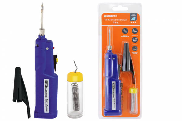 картинка Паяльник  8Вт автономный (питание 3хАА) с припоем TDM от магазина Электротехника
