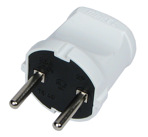 картинка Вилка 2P 6А прямая белая Makel от магазина Электротехника