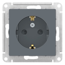 картинка Розетка 1-я 2P+E 16А СУ шторки механизм грифель  ATLAS DESIGN от магазина Электротехника